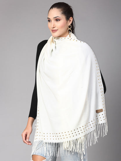 MAFADENY WINTER WRAP WHITE STOLE - COZY COMFORT IN SUBTLE ELEGANCE