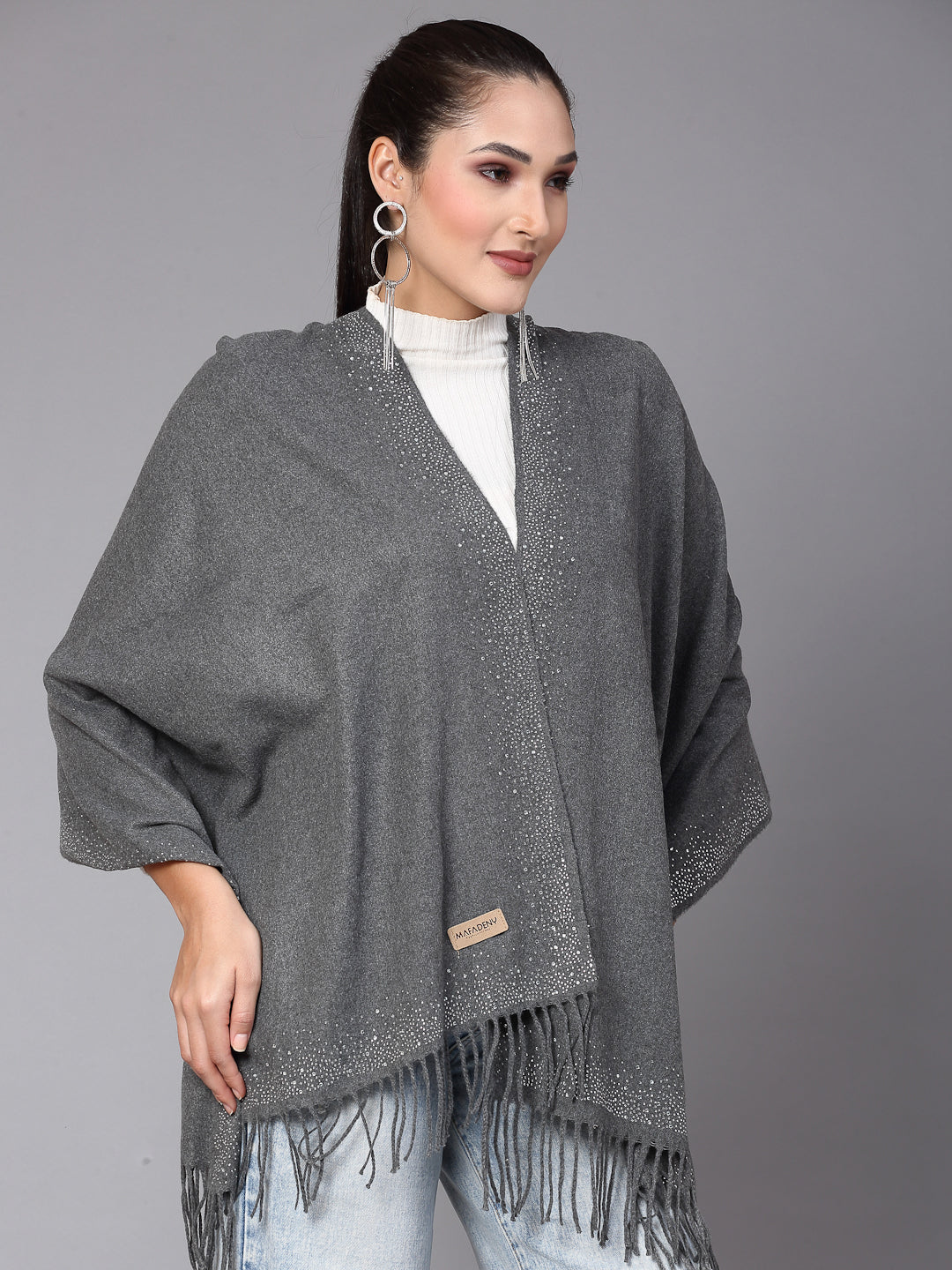 MAFADENY WINTER WRAP GREY STOLE - COZY COMFORT IN SUBTLE ELEGANCE