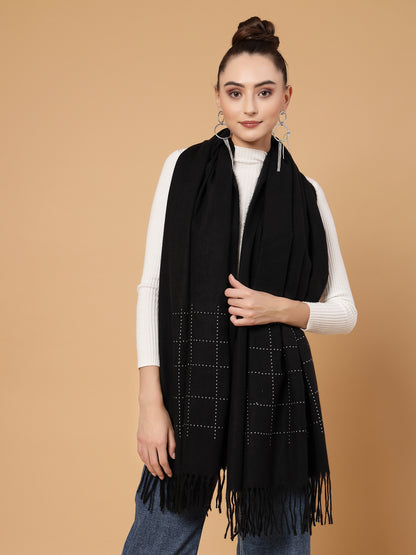 MAFADENY WINTER WRAP BLACK STOLE - COZY COMFORT IN SUBTLE ELEGANCE