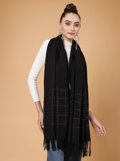 MAFADENY WINTER WRAP BLACK STOLE - COZY COMFORT IN SUBTLE ELEGANCE