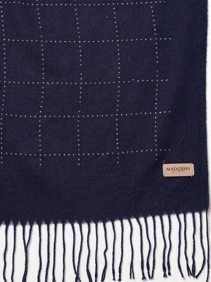 MAFADENY WINTER WRAP NAVY BLUE STOLE - COZY COMFORT IN SUBTLE ELEGANCE