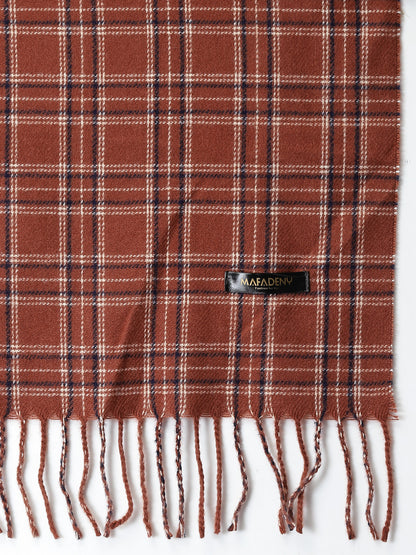 Mafadeny Women Rust & White Checked Stole