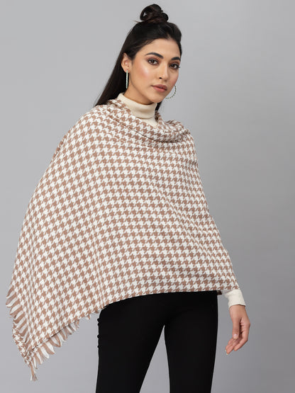 Mafadeny
Women Brown & White Woven Design Stole