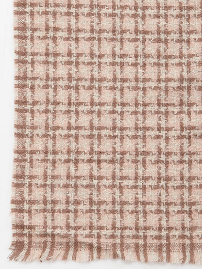 Mafadeny Women Peach & Brown Woven Design Stole