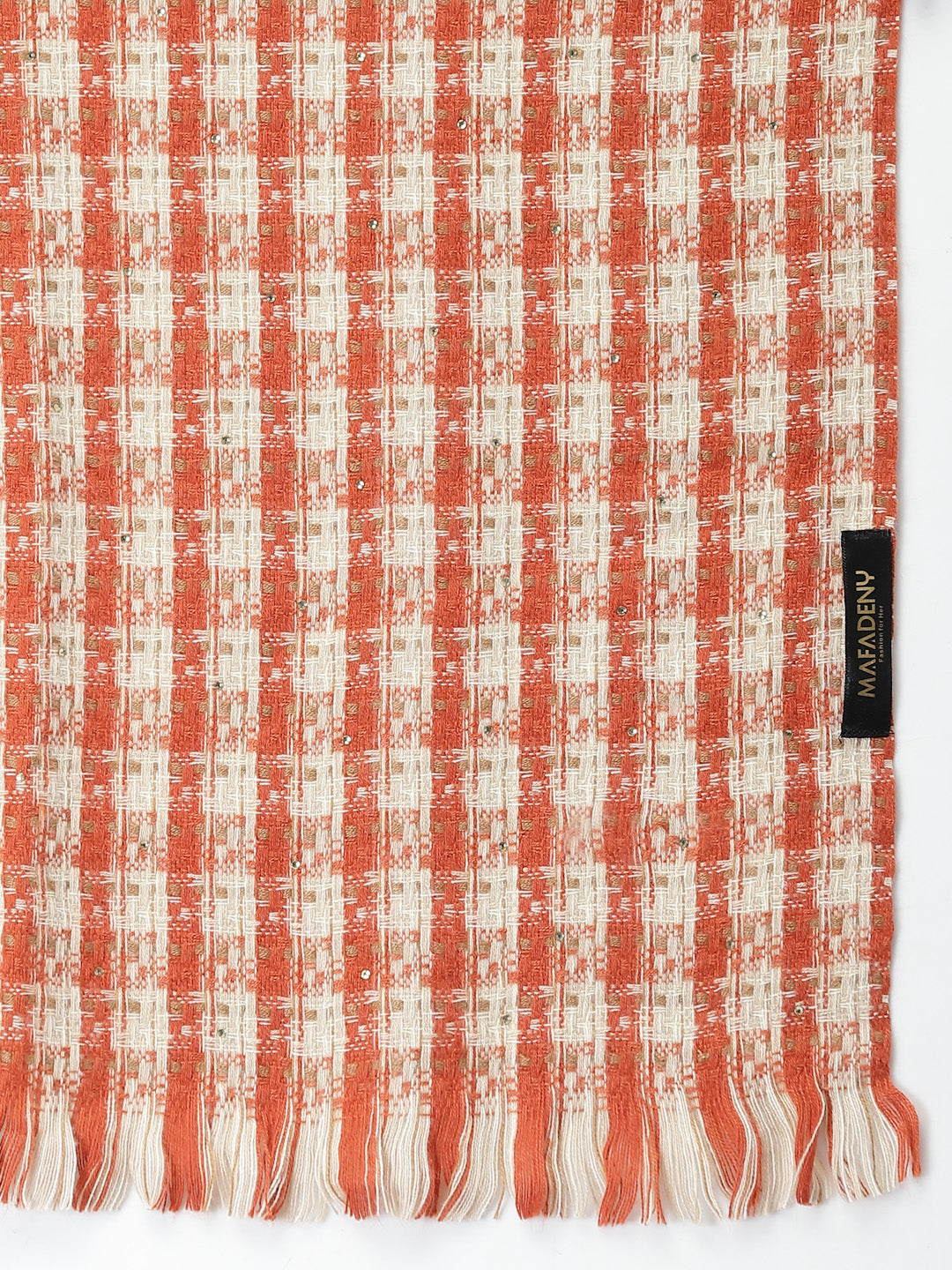 Mafadeny Women Rust & White Checked Stole