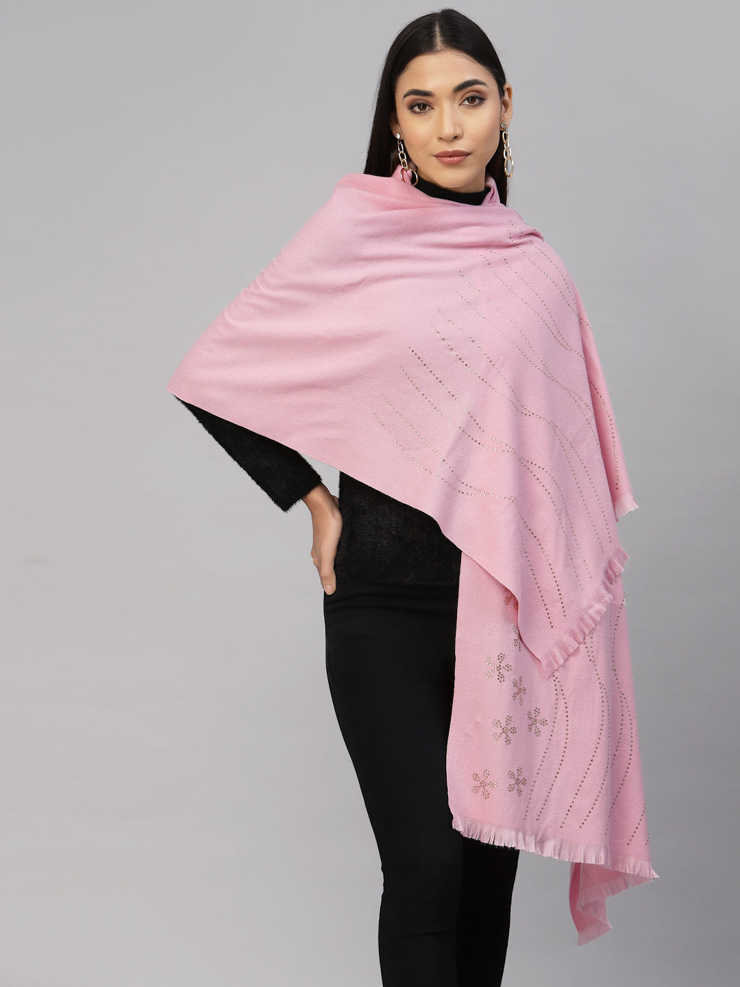 Mafadeny Women Pink Stole