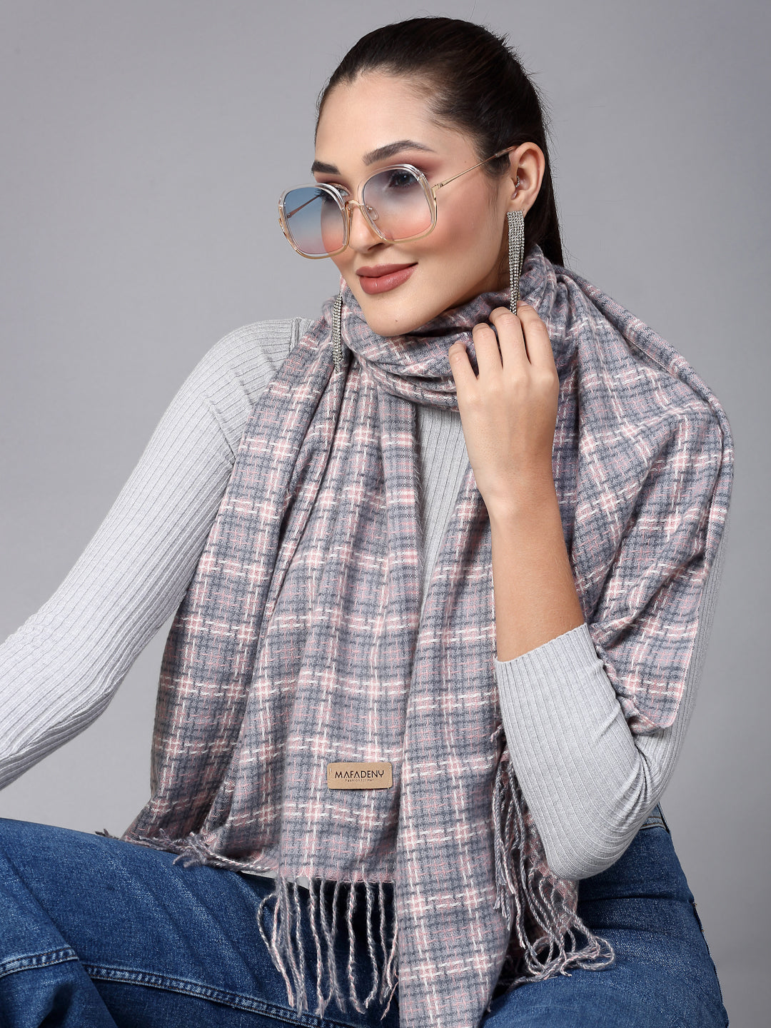 MAFADENY WINTER WRAP PEACH STOLE - COZY COMFORT IN SUBTLE ELEGANCE