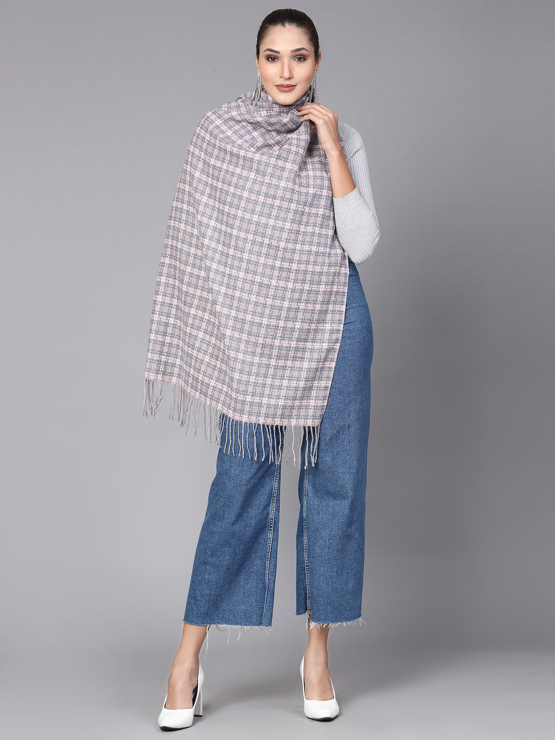 MAFADENY WINTER WRAP PEACH STOLE - COZY COMFORT IN SUBTLE ELEGANCE