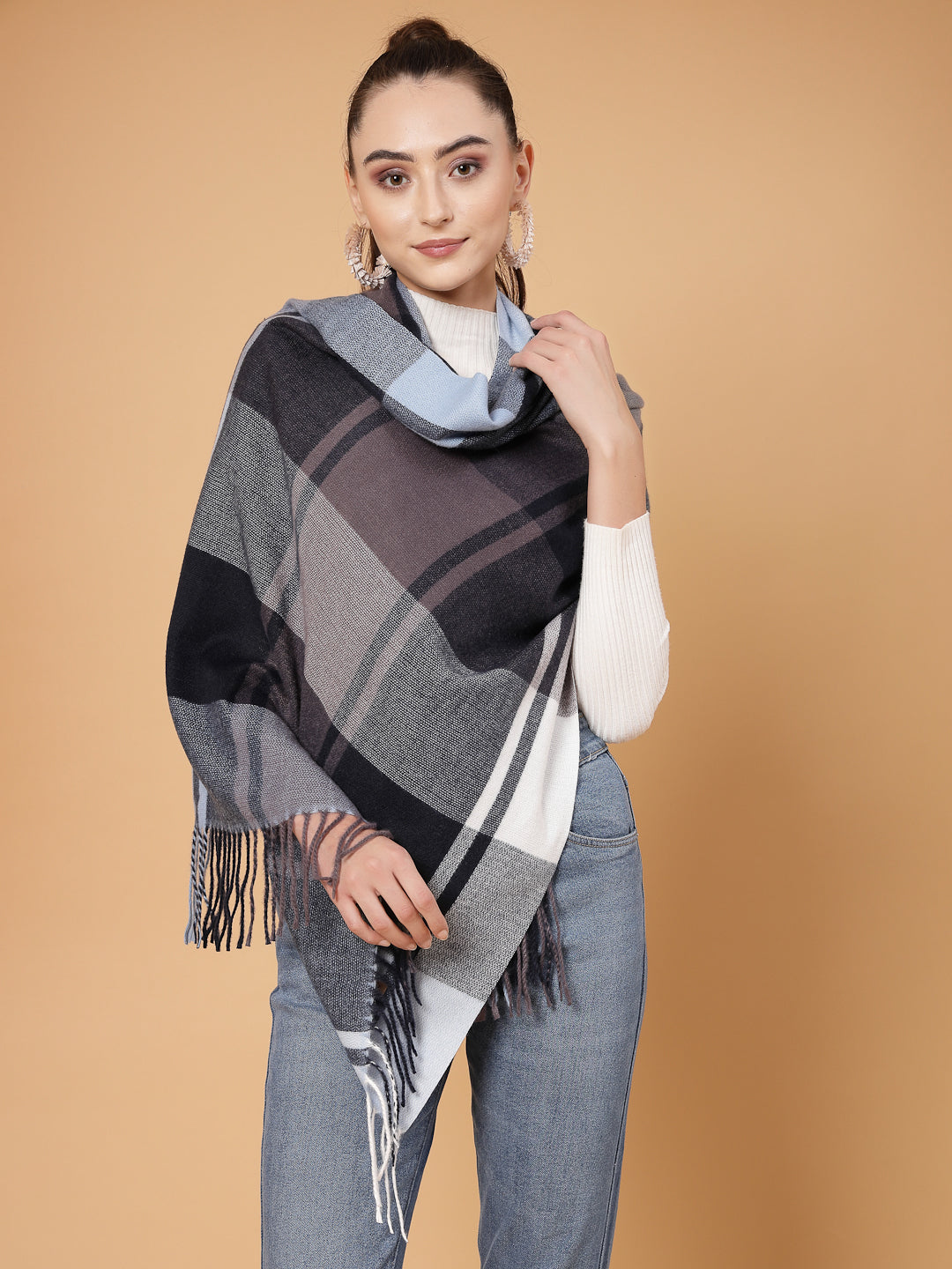 MAFADENY WINTER WRAP BLUE STOLE - COZY COMFORT IN SUBTLE ELEGANCE