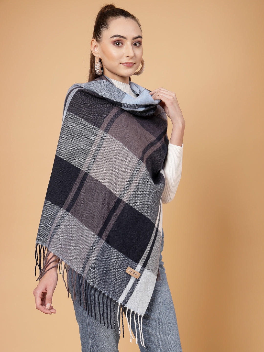 MAFADENY WINTER WRAP BLUE STOLE - COZY COMFORT IN SUBTLE ELEGANCE