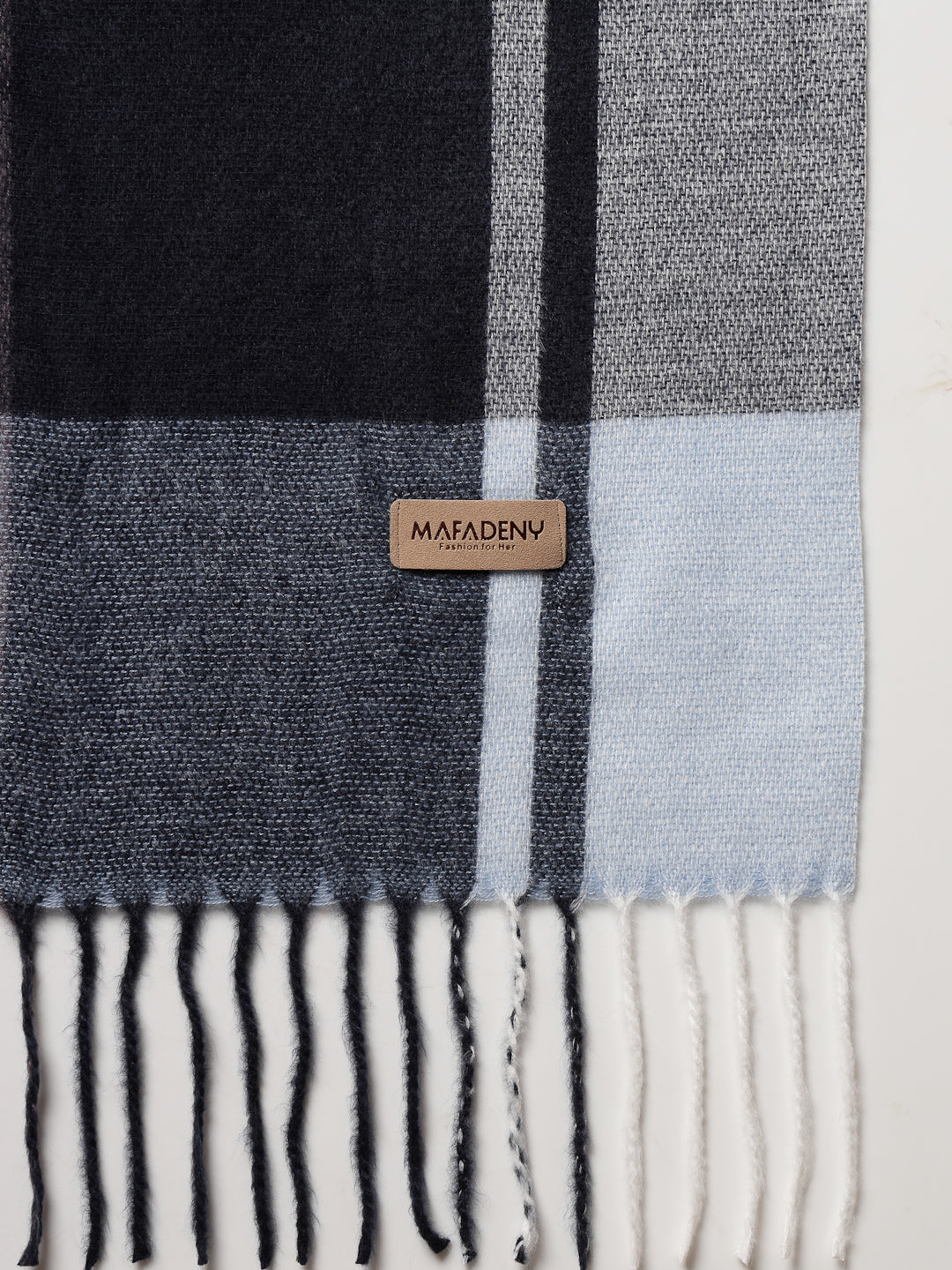 MAFADENY WINTER WRAP BLUE STOLE - COZY COMFORT IN SUBTLE ELEGANCE