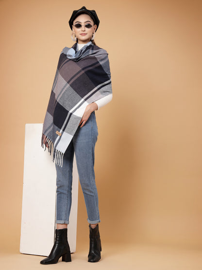 MAFADENY WINTER WRAP BLUE STOLE - COZY COMFORT IN SUBTLE ELEGANCE