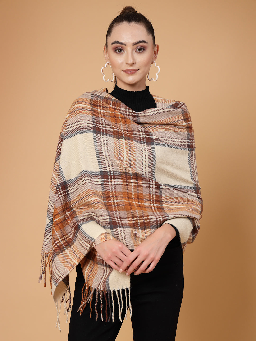 MAFADENY WINTER WRAP RUST STOLE - COZY COMFORT IN SUBTLE ELEGANCE