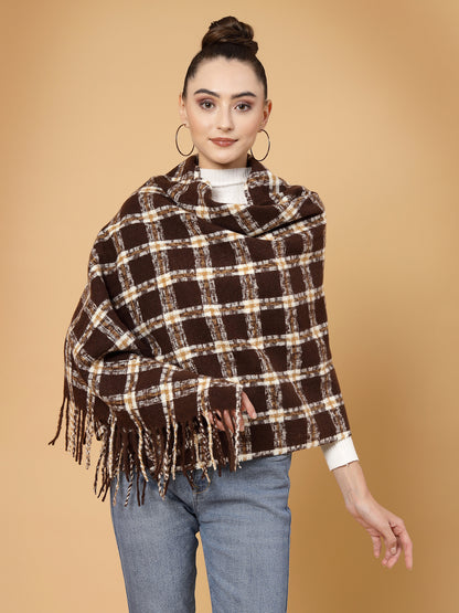 MAFADENY WINTER WRAP BROWN STOLE - COZY COMFORT IN SUBTLE ELEGANCE