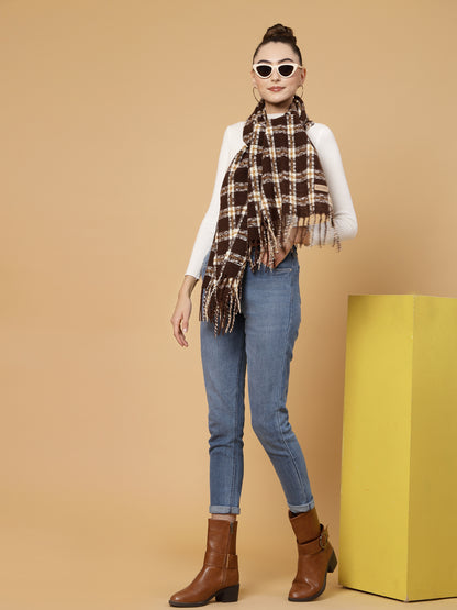 MAFADENY WINTER WRAP BROWN STOLE - COZY COMFORT IN SUBTLE ELEGANCE