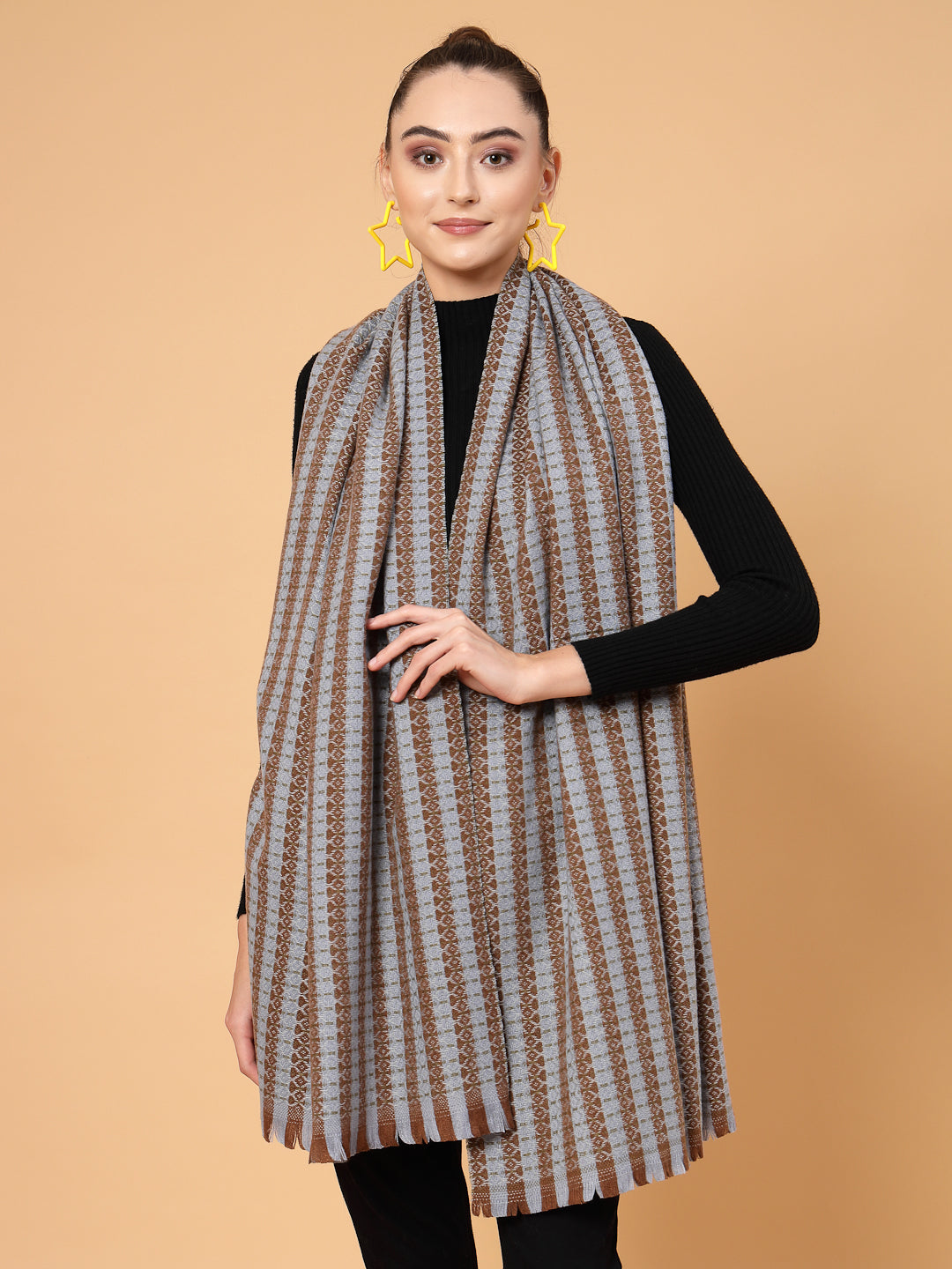 MAFADENY WINTER WRAP BLUE STOLE - COZY COMFORT IN SUBTLE ELEGANCE