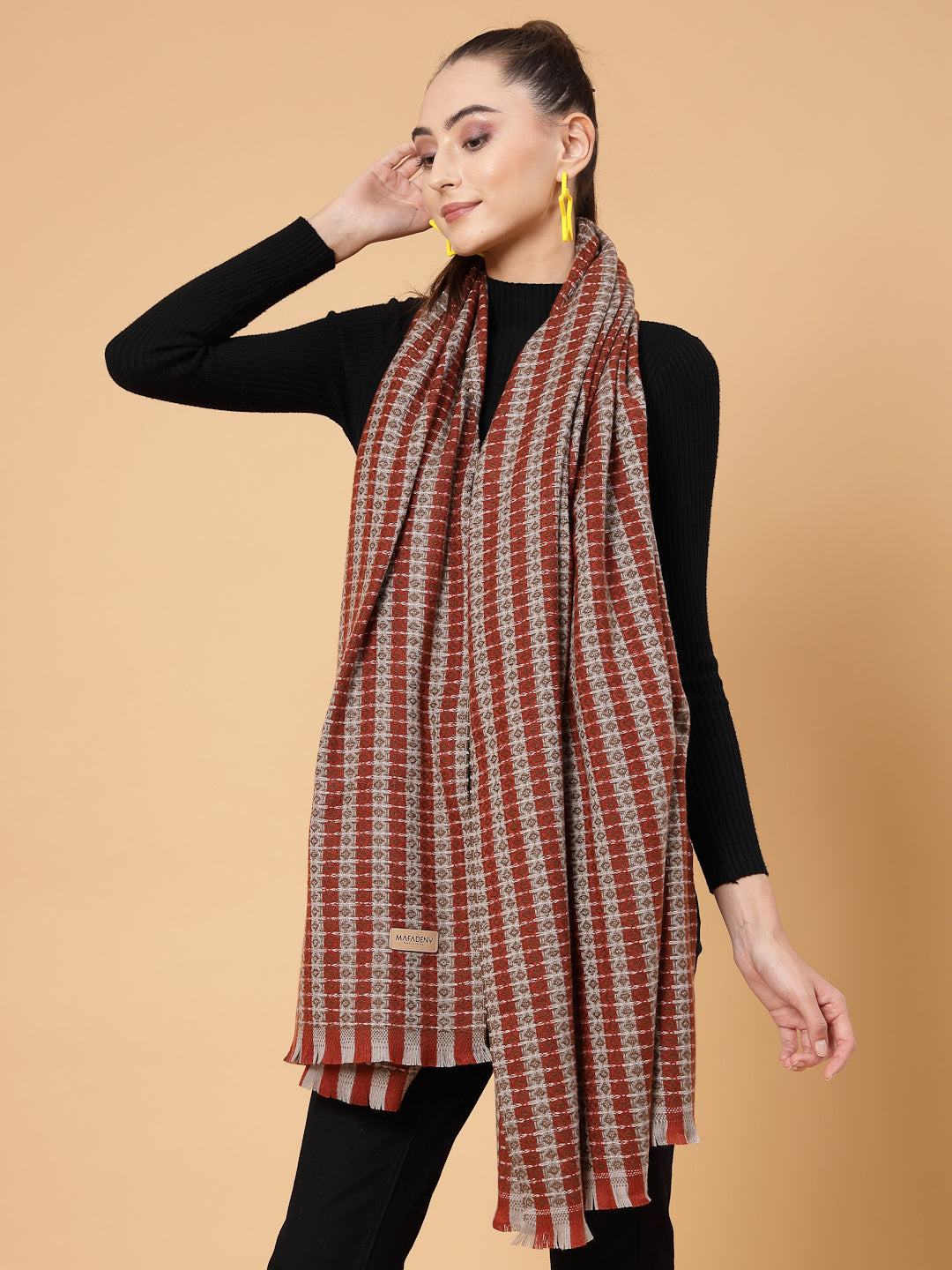 MAFADENY WINTER WRAP RUST STOLE - COZY COMFORT IN SUBTLE ELEGANCE