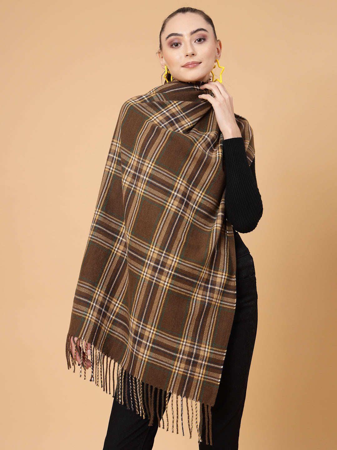 MAFADENY WINTER WRAP BROWN STOLE - COZY COMFORT IN SUBTLE ELEGANCE