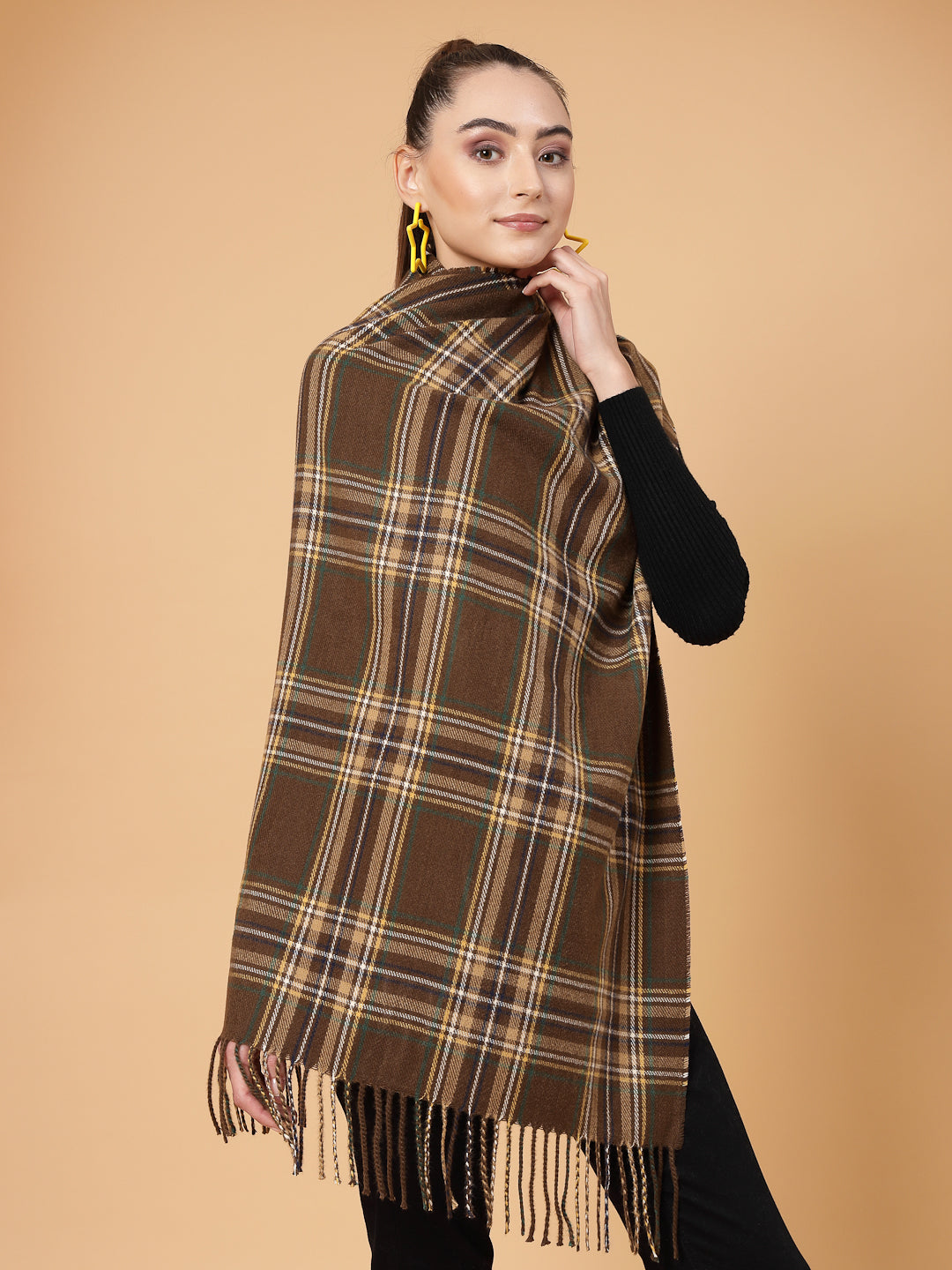 MAFADENY WINTER WRAP BROWN STOLE - COZY COMFORT IN SUBTLE ELEGANCE