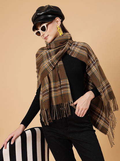 MAFADENY WINTER WRAP BROWN STOLE - COZY COMFORT IN SUBTLE ELEGANCE