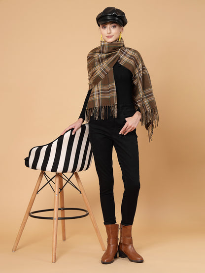 MAFADENY WINTER WRAP BROWN STOLE - COZY COMFORT IN SUBTLE ELEGANCE