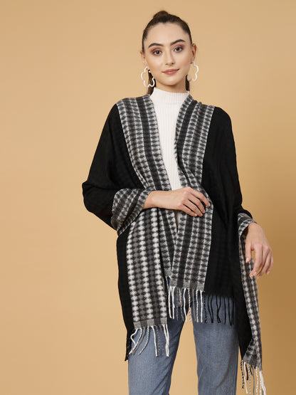 MAFADENY WINTER WRAP BLACK STOLE - COZY COMFORT IN SUBTLE ELEGANCE