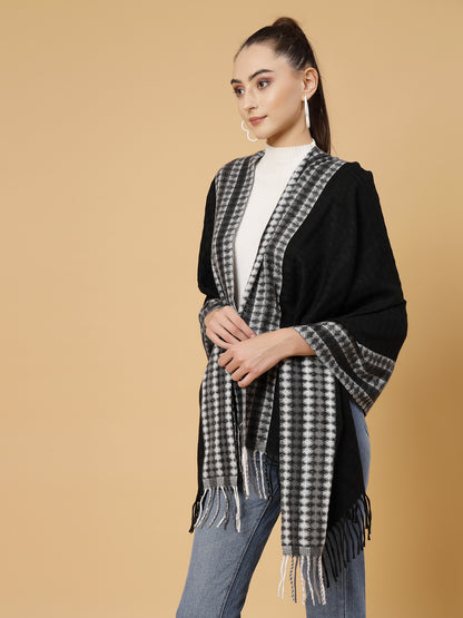 MAFADENY WINTER WRAP BLACK STOLE - COZY COMFORT IN SUBTLE ELEGANCE