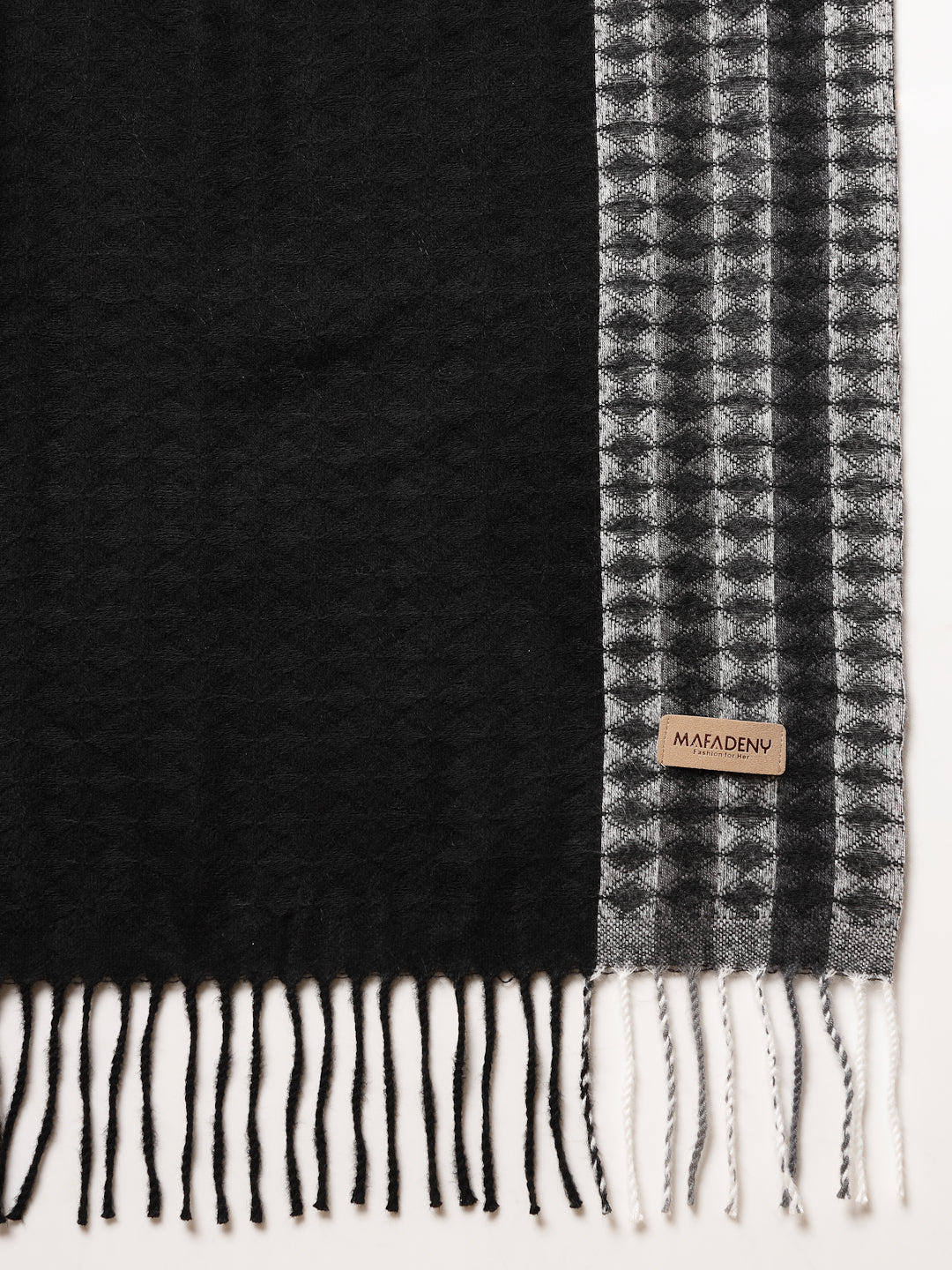 MAFADENY WINTER WRAP BLACK STOLE - COZY COMFORT IN SUBTLE ELEGANCE