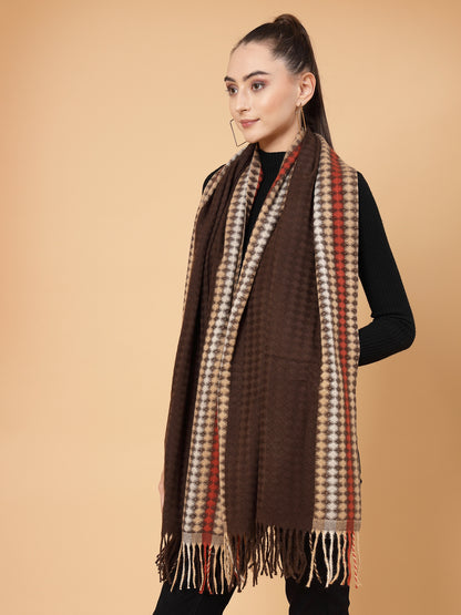 MAFADENY WINTER WRAP BROWN STOLE - COZY COMFORT IN SUBTLE ELEGANCE