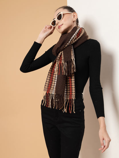 MAFADENY WINTER WRAP BROWN STOLE - COZY COMFORT IN SUBTLE ELEGANCE