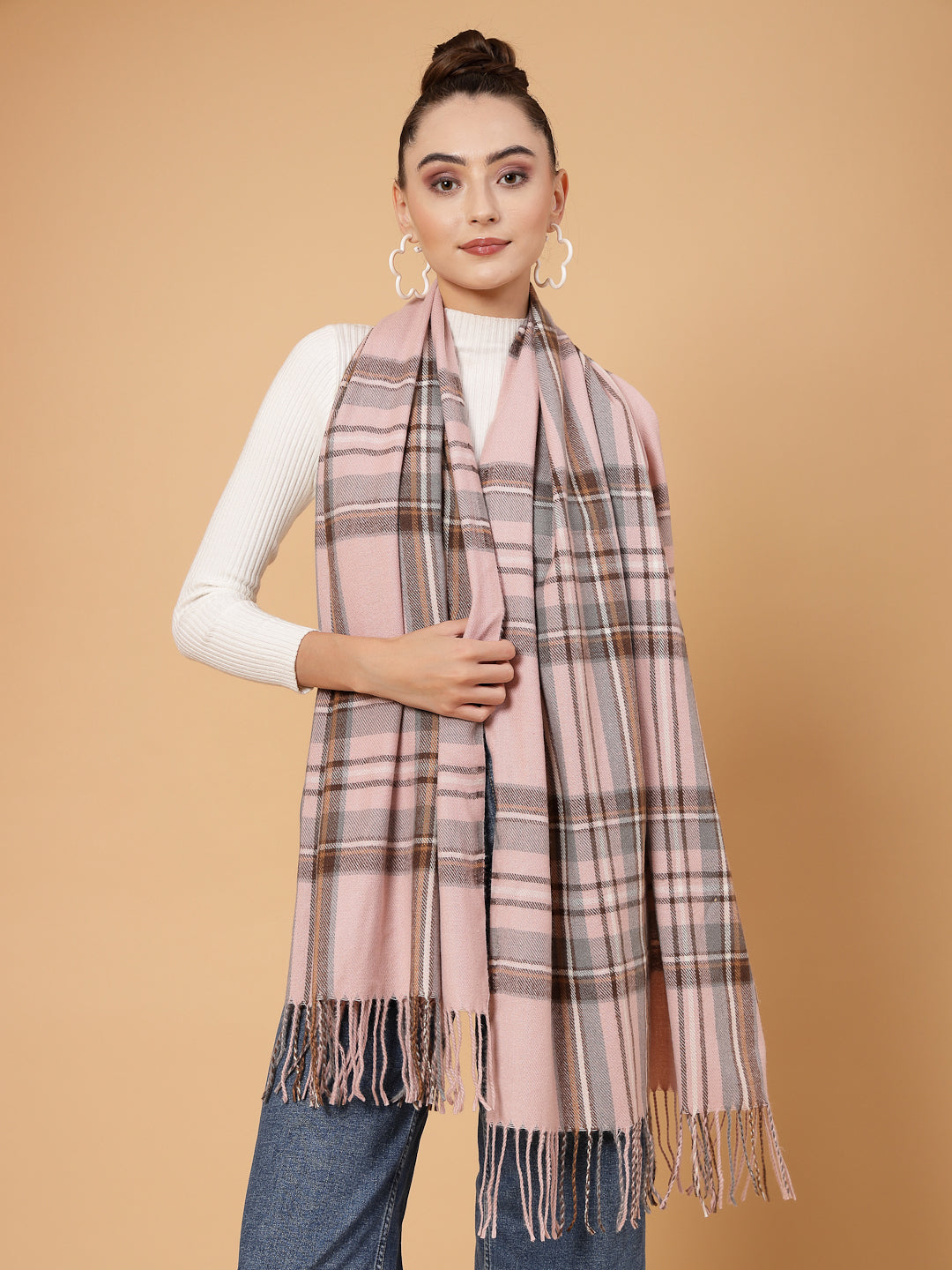 MAFADENY WINTER WRAP PEACH STOLE - COZY COMFORT IN SUBTLE ELEGANCE