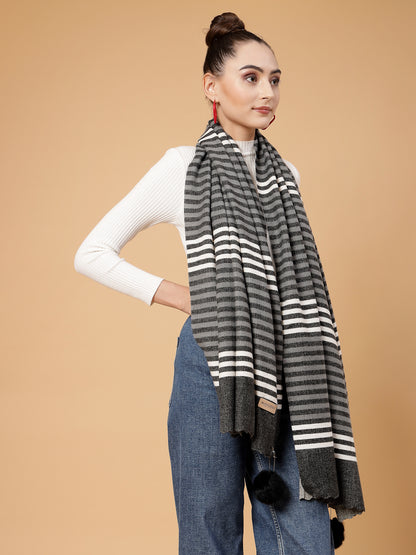 MAFADENY WINTER WRAP BLACK STOLE - COZY COMFORT IN SUBTLE ELEGANCE