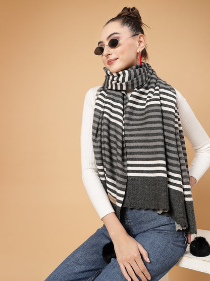 MAFADENY WINTER WRAP BLACK STOLE - COZY COMFORT IN SUBTLE ELEGANCE