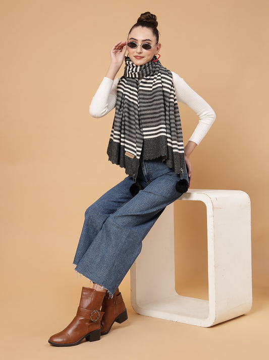 MAFADENY WINTER WRAP BLACK STOLE - COZY COMFORT IN SUBTLE ELEGANCE