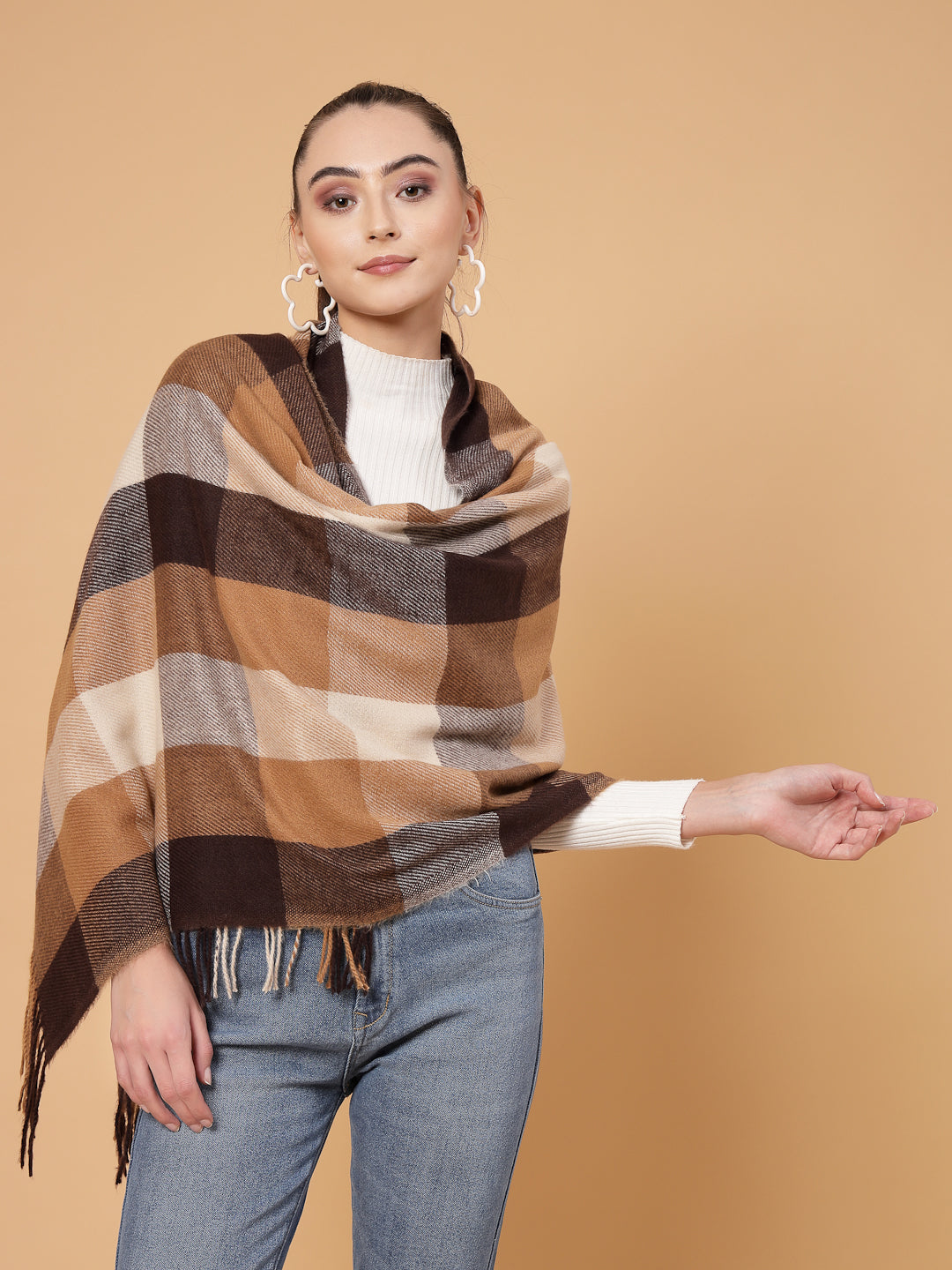 MAFADENY WINTER WRAP BROWN STOLE - COZY COMFORT IN SUBTLE ELEGANCE