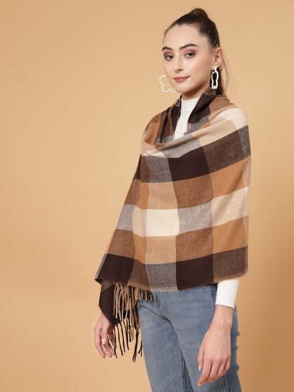 MAFADENY WINTER WRAP BROWN STOLE - COZY COMFORT IN SUBTLE ELEGANCE