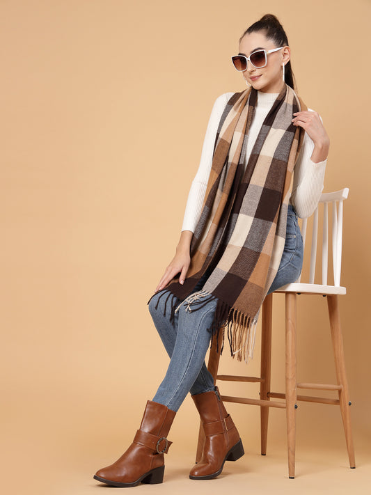 MAFADENY WINTER WRAP BROWN STOLE - COZY COMFORT IN SUBTLE ELEGANCE