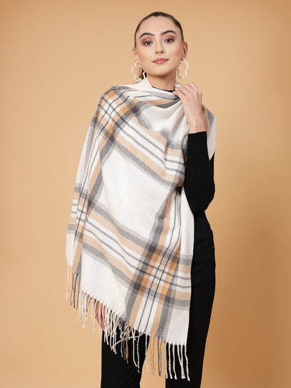 MAFADENY WINTER WRAP CREAM STOLE - COZY COMFORT IN SUBTLE ELEGANCE