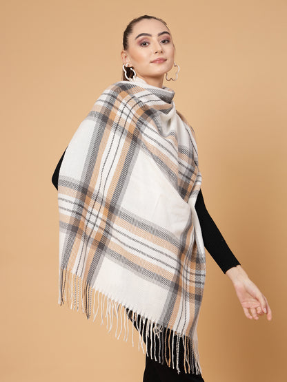 MAFADENY WINTER WRAP CREAM STOLE - COZY COMFORT IN SUBTLE ELEGANCE