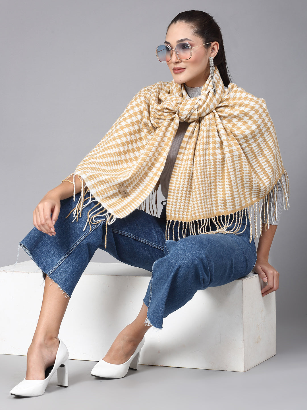 MAFADENY WINTER WRAP KHAKHI STOLE - COZY COMFORT IN SUBTLE ELEGANCE