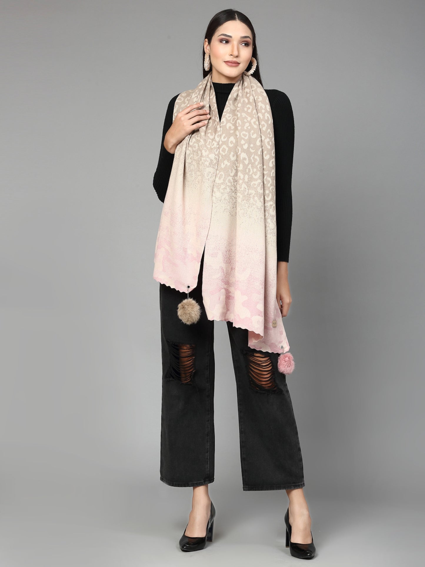 MAFADENY WINTER WRAP PINK STOLE - COZY COMFORT IN SUBTLE ELEGANCE