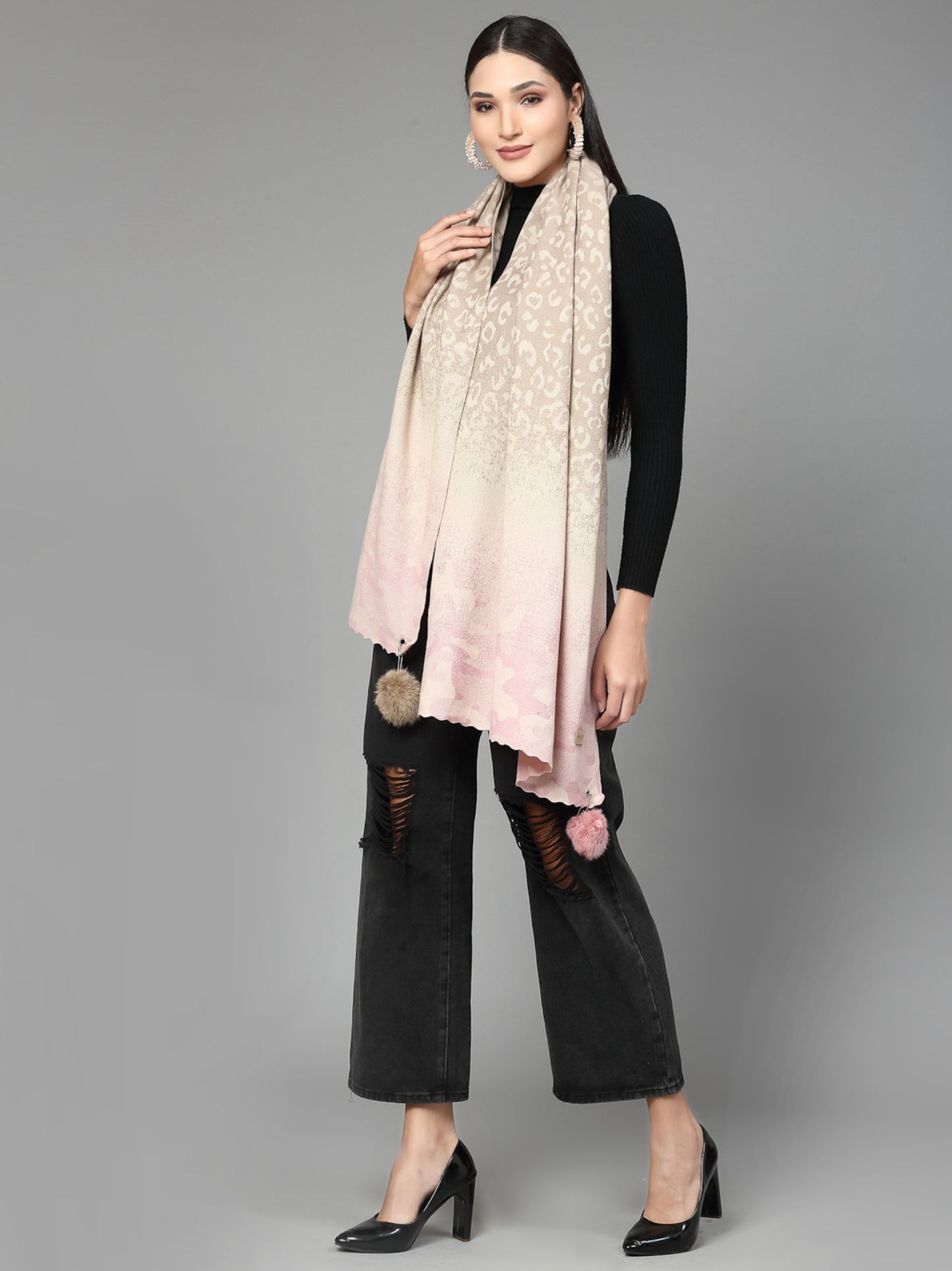 MAFADENY WINTER WRAP PINK STOLE - COZY COMFORT IN SUBTLE ELEGANCE