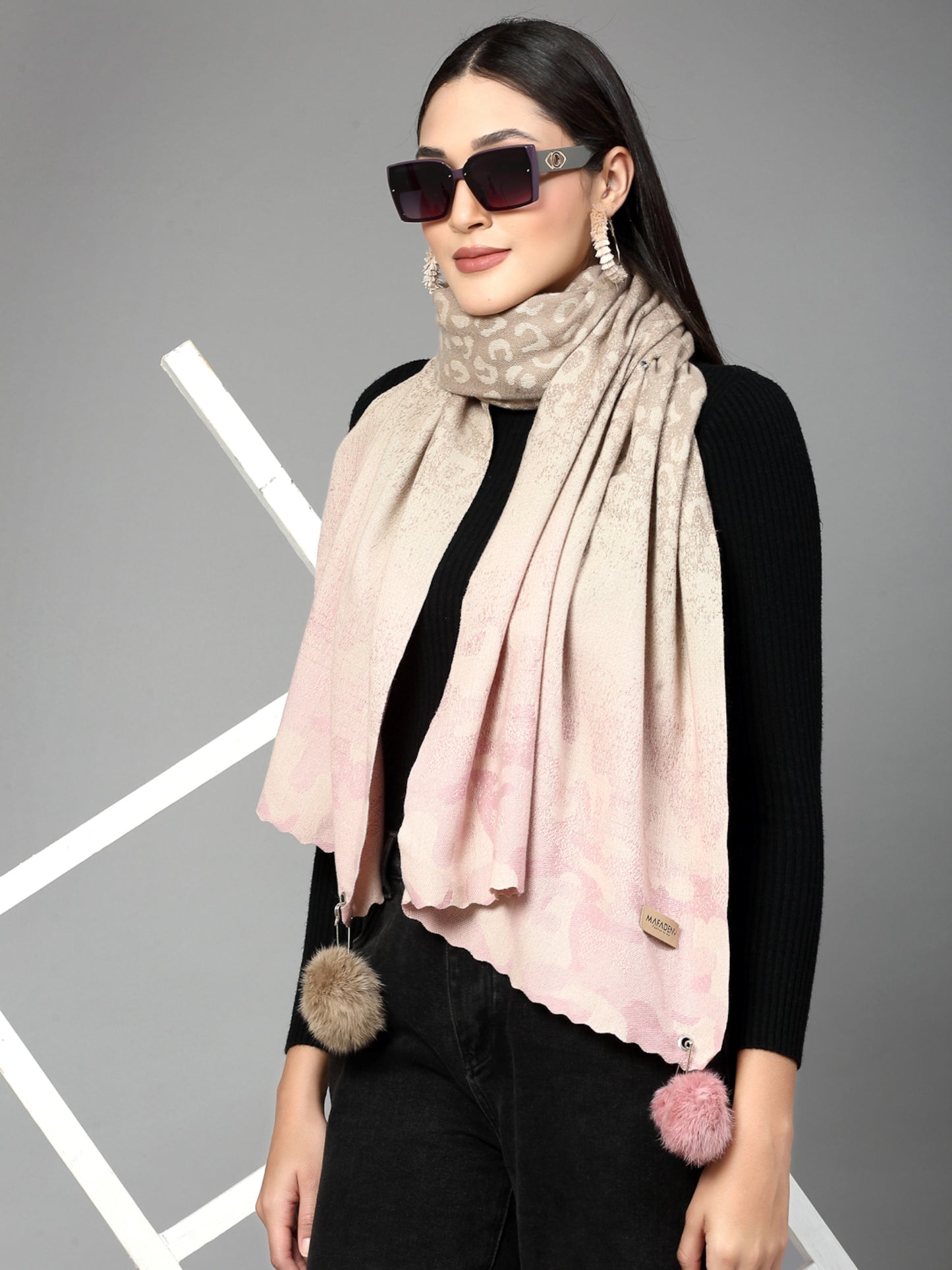 MAFADENY WINTER WRAP PINK STOLE - COZY COMFORT IN SUBTLE ELEGANCE