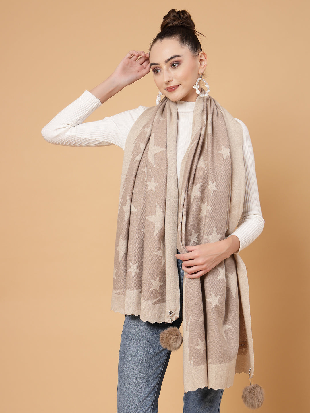 MAFADENY WINTER WRAP KHAKHI STOLE - COZY COMFORT IN SUBTLE ELEGANCE