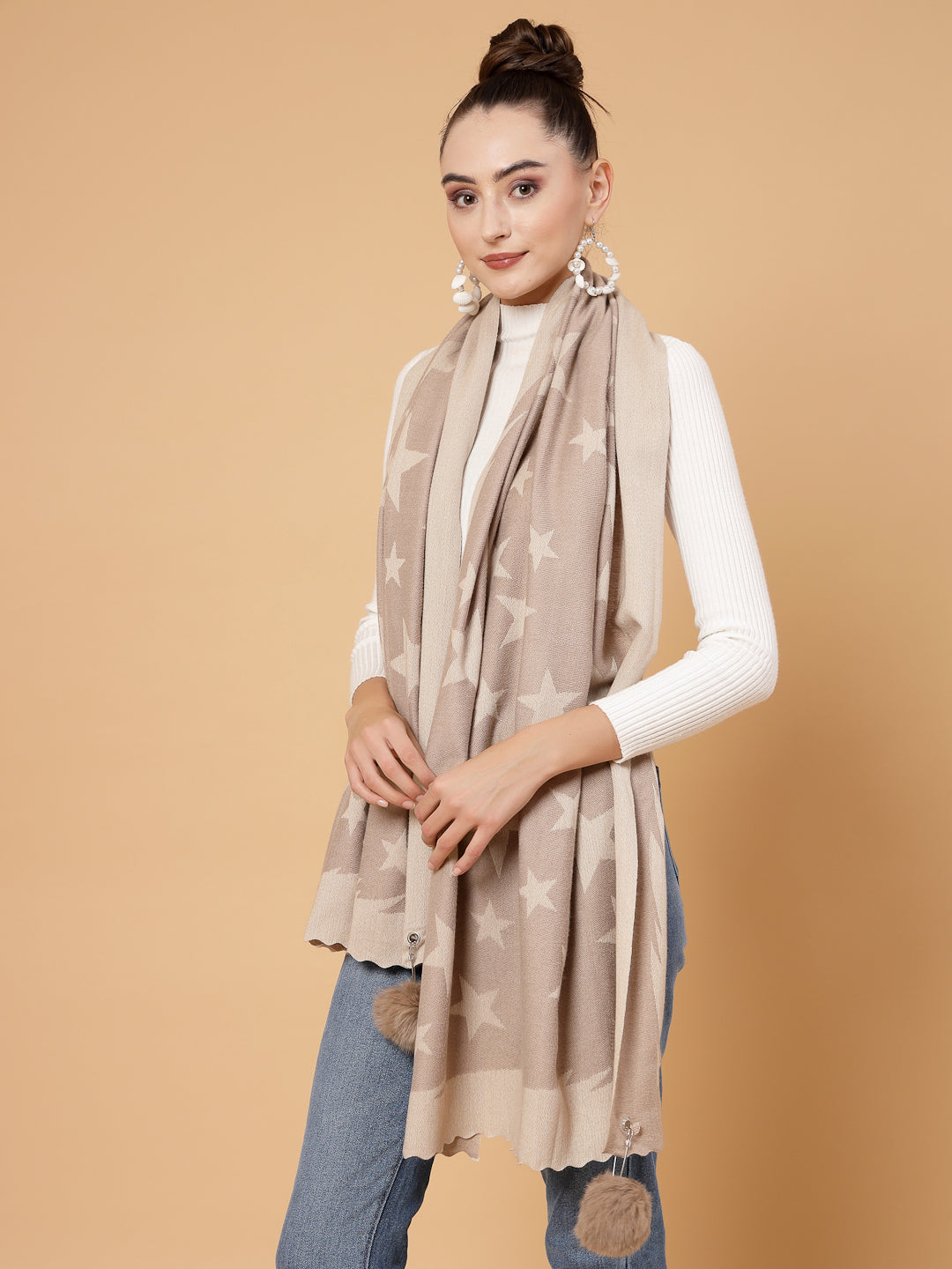 MAFADENY WINTER WRAP KHAKHI STOLE - COZY COMFORT IN SUBTLE ELEGANCE