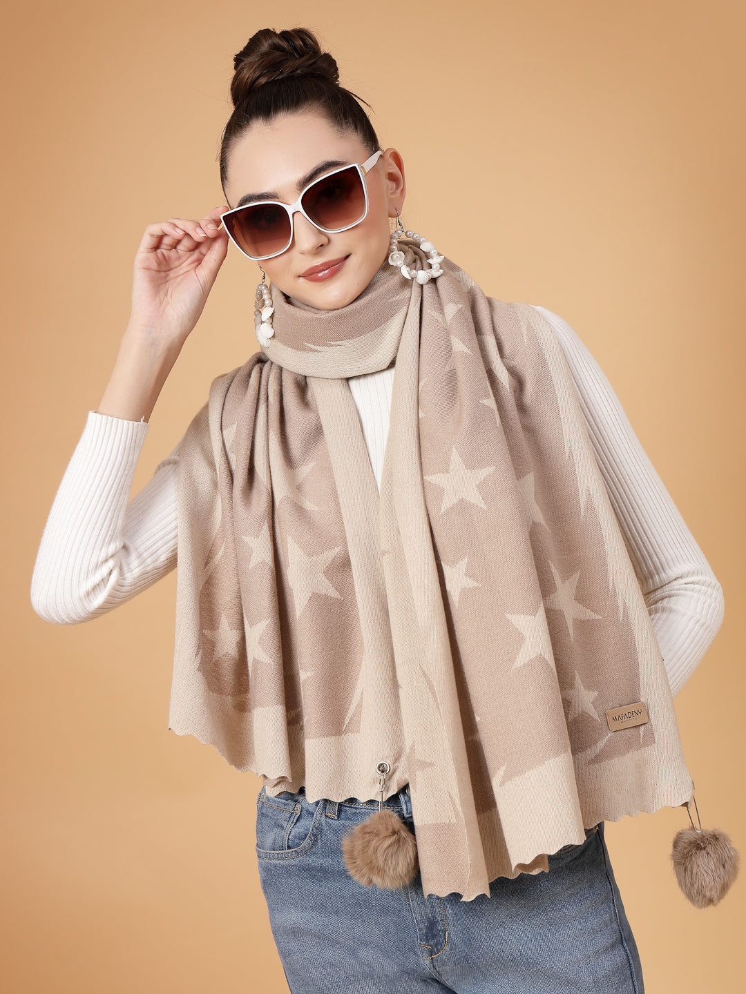 MAFADENY WINTER WRAP KHAKHI STOLE - COZY COMFORT IN SUBTLE ELEGANCE