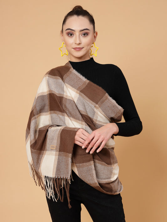 MAFADENY WINTER WRAP BROWN STOLE - COZY COMFORT IN SUBTLE ELEGANCE