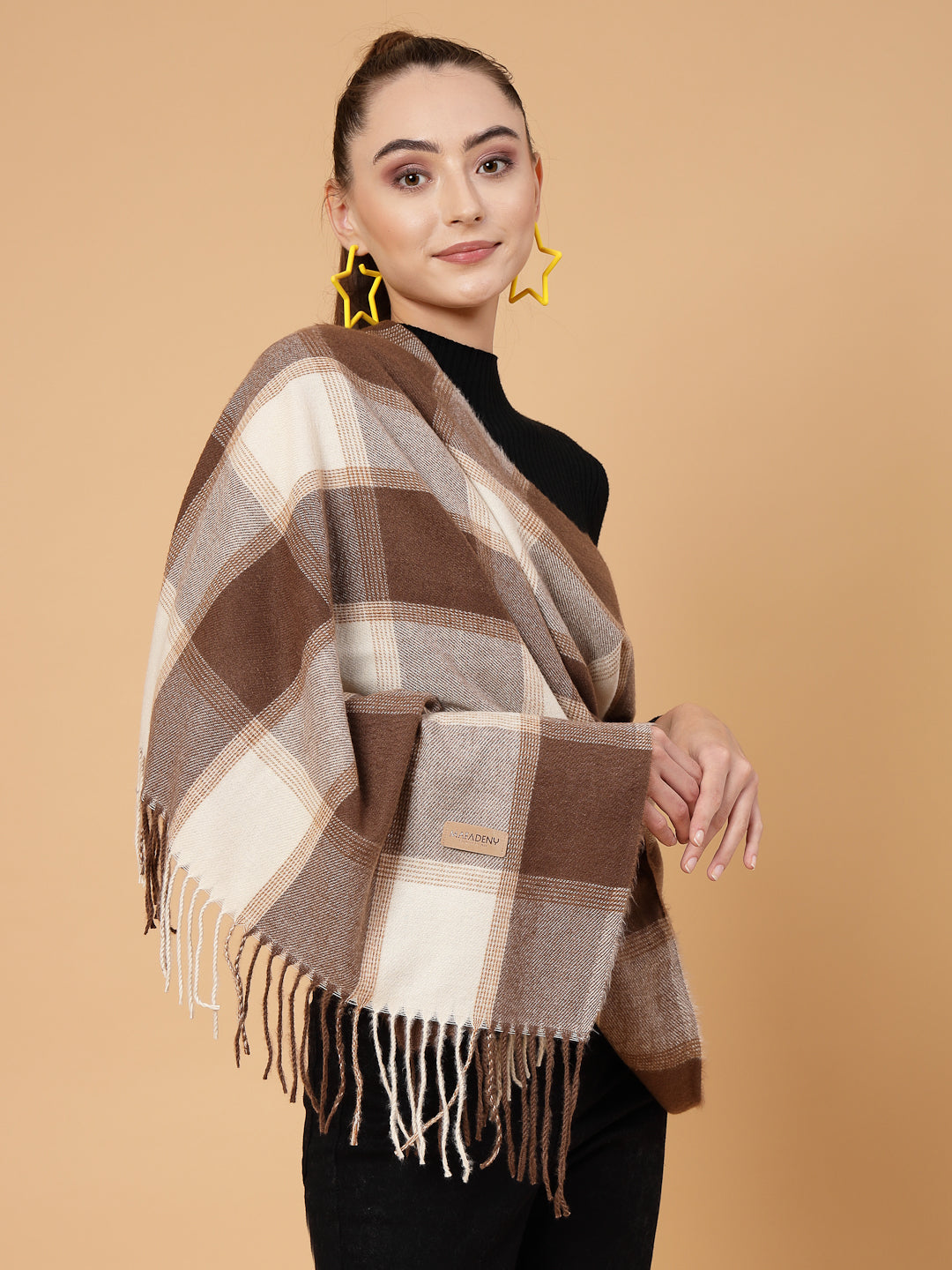 MAFADENY WINTER WRAP BROWN STOLE - COZY COMFORT IN SUBTLE ELEGANCE