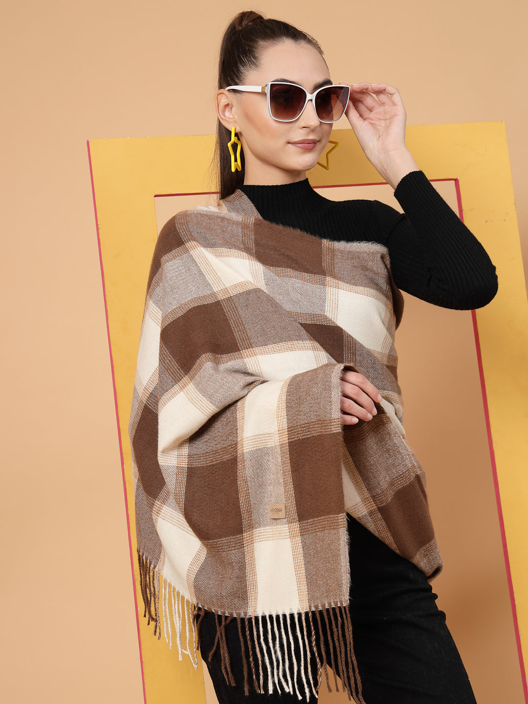 MAFADENY WINTER WRAP BROWN STOLE - COZY COMFORT IN SUBTLE ELEGANCE