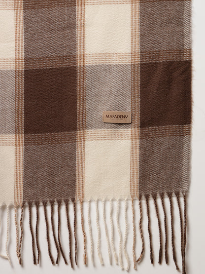 MAFADENY WINTER WRAP BROWN STOLE - COZY COMFORT IN SUBTLE ELEGANCE